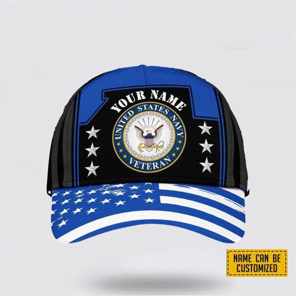US Navy Baseball Caps Veteran Flag America Veterans, Personalized Name Navy Hats, Gifts For Military Personnel