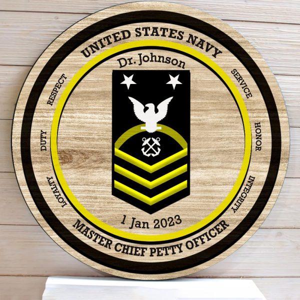 US Navy Wood Sign United States Navy Master Chief Petty Officer, Personalized Name And Rank Year Veterans, Gifts For Military Personnel