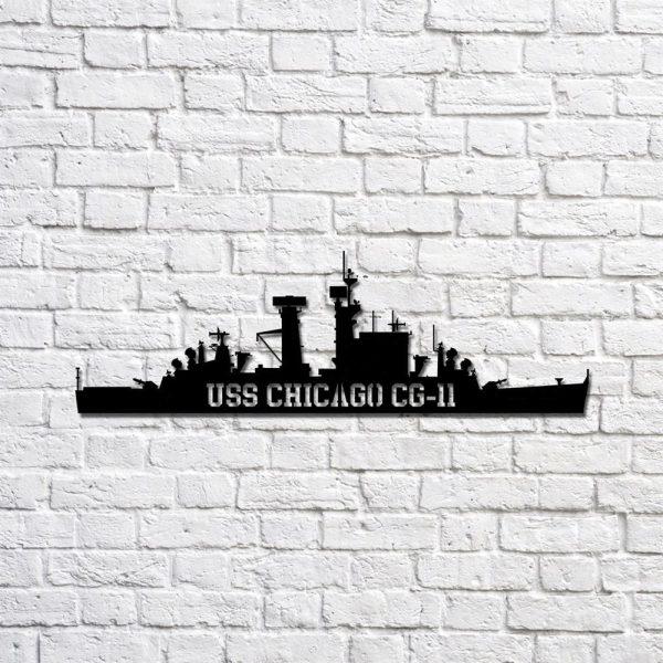 Us Navy Metal Sign, Veteran Signs, USS Chicago CG11 Navy Ship Metal Sign, Metal Sign, Metal Sign Decor, Metal Navy Signs