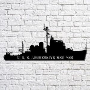 Us Navy Metal Sign, Veteran Signs, Uss Aggressive Mso422 Navy Ship Metal Art, Metal Sign, Metal Sign Decor, Metal Navy Signs