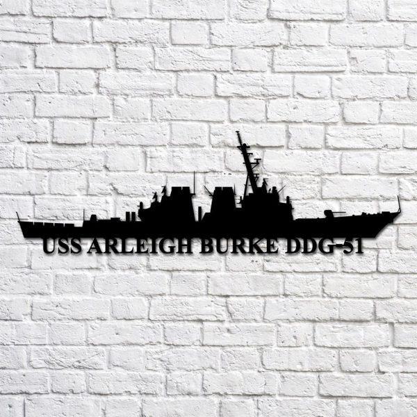 Us Navy Metal Sign, Veteran Signs, Uss Arleigh Burke Ddg51 Navy Ship Metal Art, Metal Sign, Metal Sign Decor, Metal Navy Signs