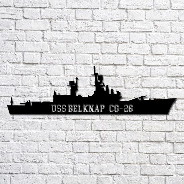 Us Navy Metal Sign, Veteran Signs, Uss Belknap Cg26 Navy Ship Metal Art, Metal Sign, Metal Sign Decor, Metal Navy Signs
