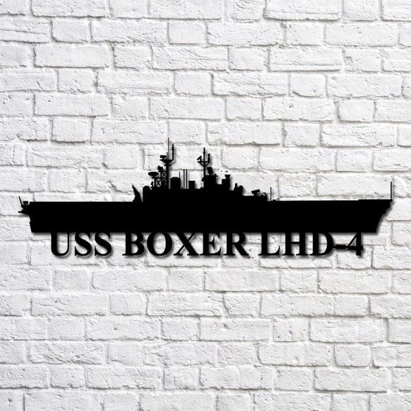 Us Navy Metal Sign, Veteran Signs, Uss Boxer Lhd4 Navy Ship Metal Art, Metal Sign, Metal Sign Decor, Metal Navy Signs