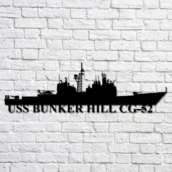 Us Navy Metal Sign, Veteran Signs, Uss Bunker Hill Cg52 Navy Ship Metal Art, Metal Sign, Metal Sign Decor, Metal Navy Signs
