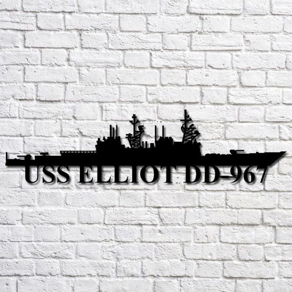 Us Navy Metal Sign, Veteran Signs, Uss Elliot Dd967 Navy Ship Metal Art, Metal Sign, Metal Sign Decor, Metal Navy Signs