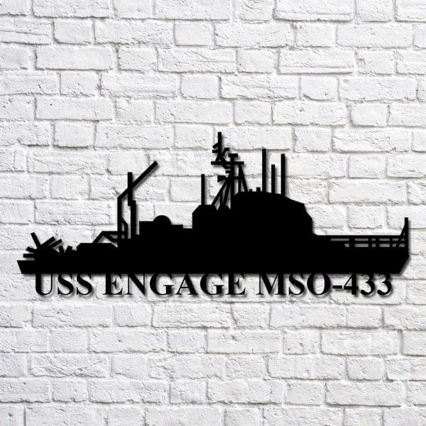 Us Navy Metal Sign, Veteran Signs, Uss Engage Mso433 Navy Ship Metal Art, Metal Sign, Metal Sign Decor, Metal Navy Signs