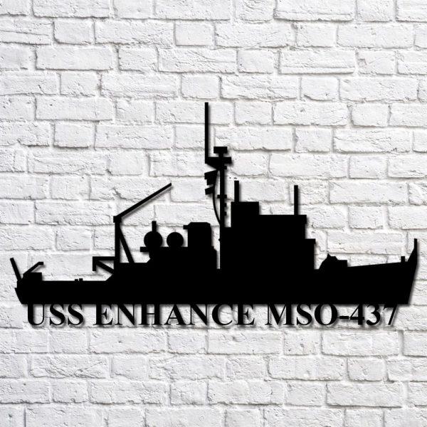 Us Navy Metal Sign, Veteran Signs, Uss Enhance Mso437 Navy Ship Metal Art, Metal Sign, Metal Sign Decor, Metal Navy Signs