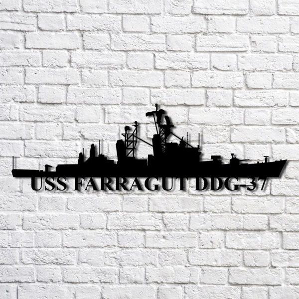 Us Navy Metal Sign, Veteran Signs, Uss Farragut Ddg37 Navy Ship Metal Art, Metal Sign, Metal Sign Decor, Metal Navy Signs