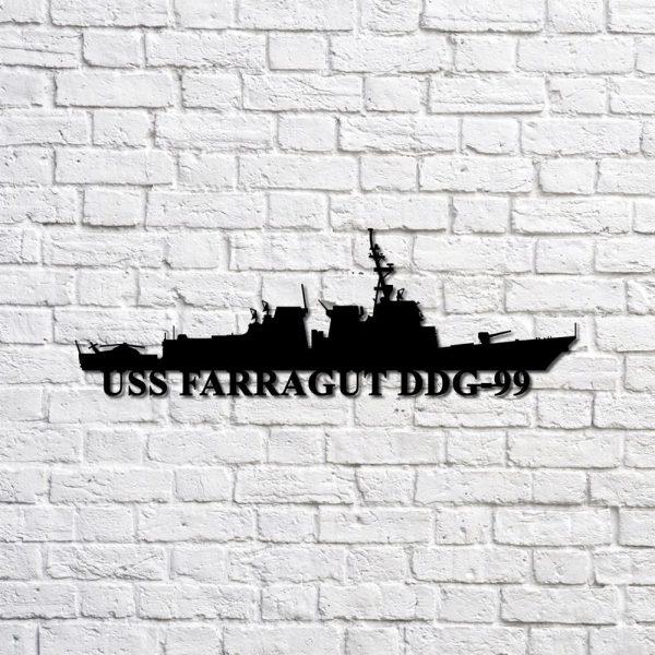 Us Navy Metal Sign, Veteran Signs, Uss Farragut Ddg99 Navy Ship Metal Sign, Metal Sign, Metal Sign Decor, Metal Navy Signs