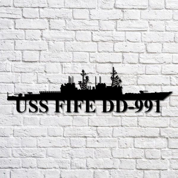 Us Navy Metal Sign, Veteran Signs, Uss Fife Dd991 Navy Ship Metal Art, Metal Sign, Metal Sign Decor, Metal Navy Signs