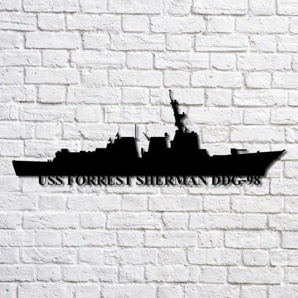 Us Navy Metal Sign, Veteran Signs, Uss Forrest Sherman Ddg98 V2 Navy Ship Metal Art, Metal Sign, Metal Sign Decor, Metal Navy Signs