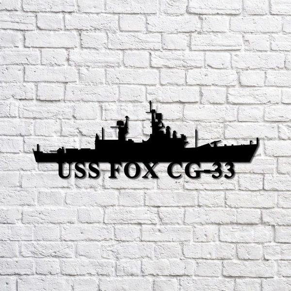 Us Navy Metal Sign, Veteran Signs, Uss Fox Cg33 Navy Ship Metal Sign, Metal Sign, Metal Sign Decor, Metal Navy Signs