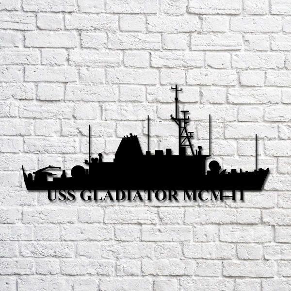 Us Navy Metal Sign, Veteran Signs, Uss Gladiator Mcm11 Navy Ship Metal Art, Metal Sign, Metal Sign Decor, Metal Navy Signs