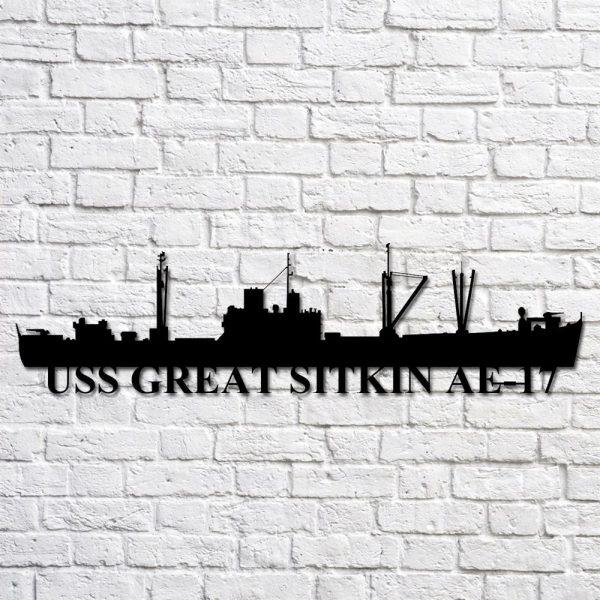 Us Navy Metal Sign, Veteran Signs, Uss Great Sitkin Ae17 Navy Ship Metal Art, Metal Sign, Metal Sign Decor, Metal Navy Signs