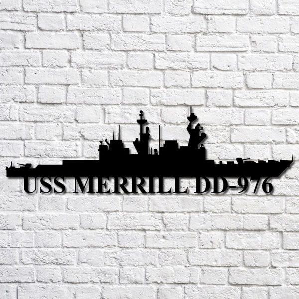 Us Navy Metal Sign, Veteran Signs, Uss Merrill Dd976 Navy Ship Metal Art, Metal Sign, Metal Sign Decor, Metal Navy Signs