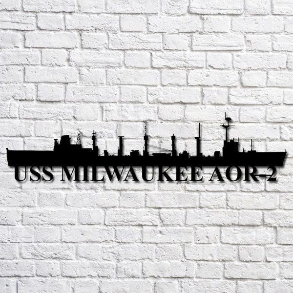 Us Navy Metal Sign, Veteran Signs, Uss Milwaukee Aor2 Navy Ship Metal Art, Metal Sign, Metal Sign Decor, Metal Navy Signs