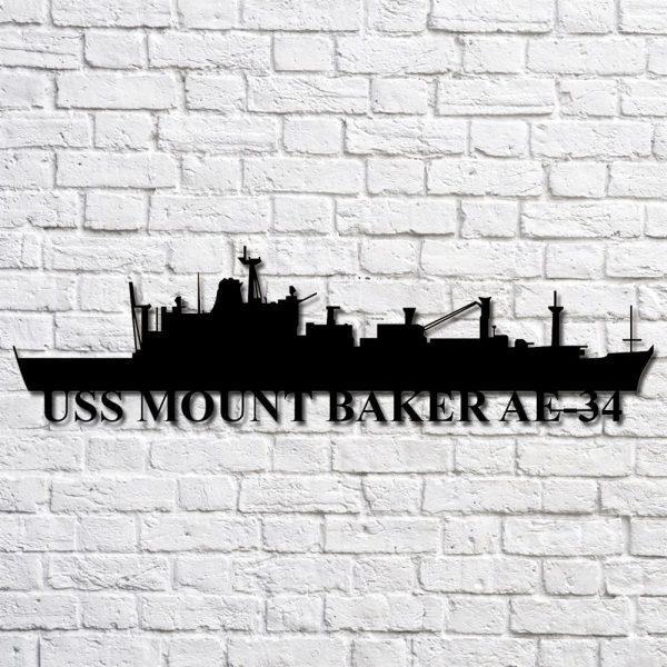 Us Navy Metal Sign, Veteran Signs, Uss Mount Baker Ae34 Navy Ship Metal Art, Metal Sign, Metal Sign Decor, Metal Navy Signs