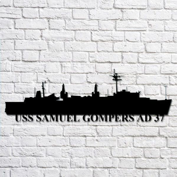 Us Navy Metal Sign, Veteran Signs, Uss Samuel Gompers Ad 37 Navy Ship Metal Art, Metal Sign, Metal Sign Decor, Metal Navy Signs