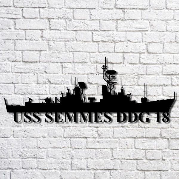 Us Navy Metal Sign, Veteran Signs, Uss Semmes Ddg 18 Navy Ship Metal Art, Metal Sign, Metal Sign Decor, Metal Navy Signs