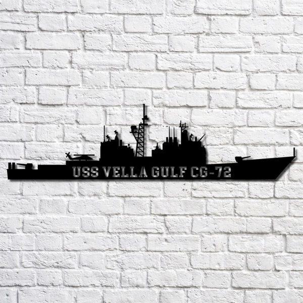 Us Navy Metal Sign, Veteran Signs, Uss Vella Gulf Cg72 Navy Ship Metal Art, Metal Sign, Metal Sign Decor, Metal Navy Signs