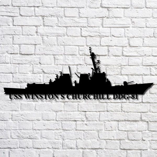 Us Navy Metal Sign, Veteran Signs, Uss Winston S Churchill Ddg81 Navy Ship Metal Art, Metal Sign, Metal Sign Decor, Metal Navy Signs