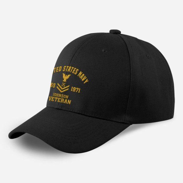 Us Navy Veteran Cap, Customized US Navy Veteran Embroidered Classic Cap, 3D Embroidered Hats, Mens Navy Cap, Veteran Caps Custom