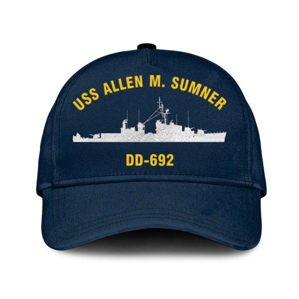 Us Navy Veteran Cap, Embroidered Cap, Uss Allen M Sumner Dd-692 Classic Embroidered Cap, 3D Embroidered Hats, Mens Navy Cap