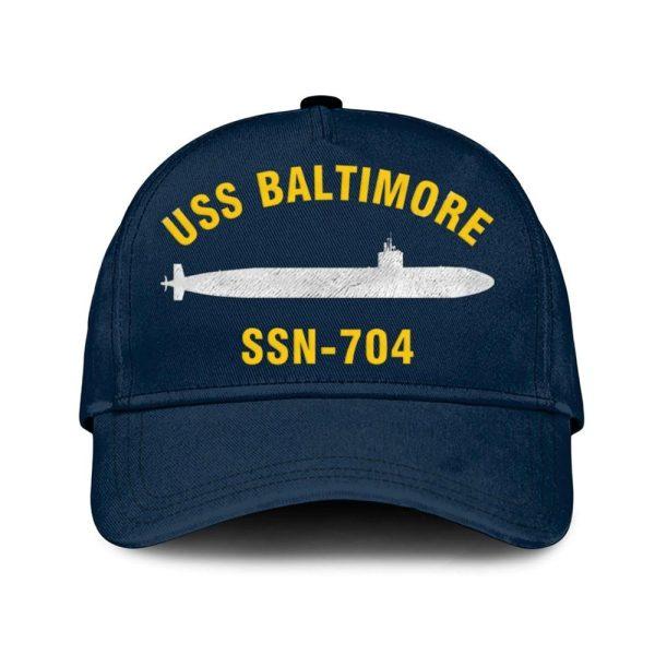 Us Navy Veteran Cap, Embroidered Cap, Uss Baltimore Ssn-704 Classic Embroidered Cap, 3D Embroidered Hats, Mens Navy Cap