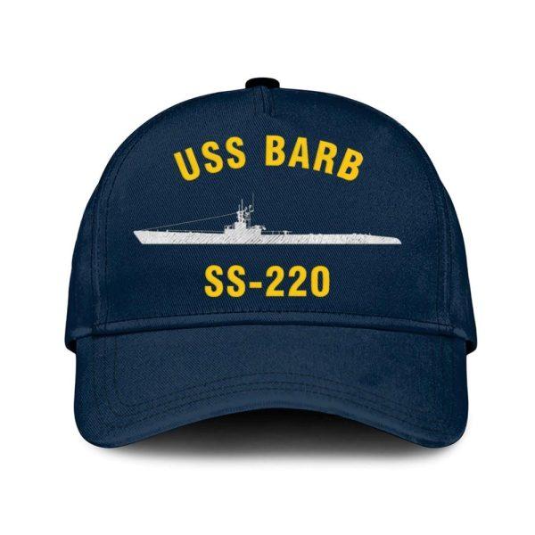 Us Navy Veteran Cap, Embroidered Cap, Uss Barb Ss-220 Classic Embroidered Cap, 3D Embroidered Hats, Mens Navy Cap