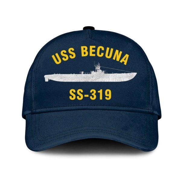 Us Navy Veteran Cap, Embroidered Cap, Uss Becuna Ss-319 Classic Embroidered Cap, 3D Embroidered Hats, Mens Navy Cap