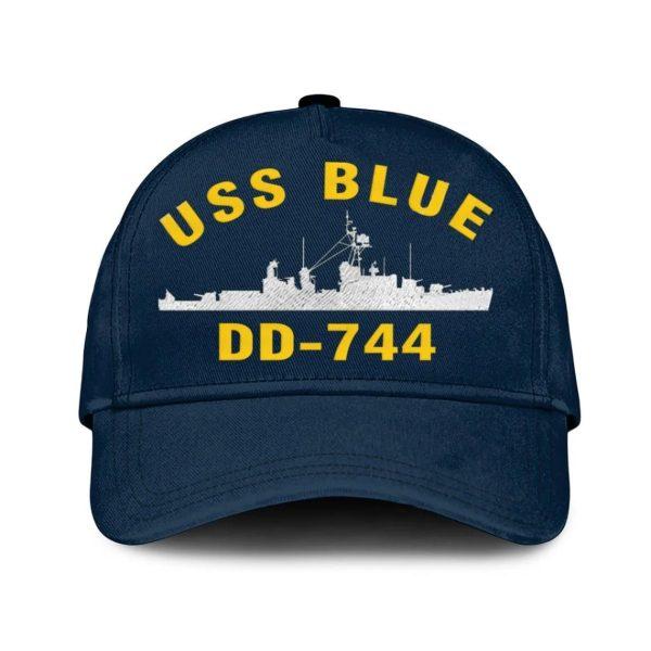 Us Navy Veteran Cap, Embroidered Cap, Uss Blue Dd-744 Classic Embroidered Cap, 3D Embroidered Hats, Mens Navy Cap