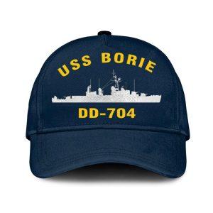 Us Navy Veteran Cap, Embroidered Cap, Uss Borie Dd-704 Classic Embroidered Cap, 3D Embroidered Hats, Mens Navy Cap