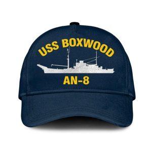Us Navy Veteran Cap, Embroidered Cap, Uss Boxwood An-8 Classic Embroidered Cap, 3D Embroidered Hats, Mens Navy Cap