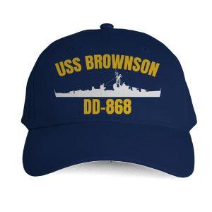 Us Navy Veteran Cap, Embroidered Cap, Uss Brownson Dd-868 Classic Embroidered Cap, 3D Embroidered Hats, Mens Navy Cap