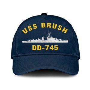 Us Navy Veteran Cap, Embroidered Cap, Uss Brush Dd-745 Classic Embroidered Cap, 3D Embroidered Hats, Mens Navy Cap
