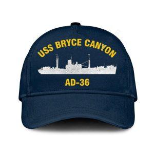 Us Navy Veteran Cap, Embroidered Cap, Uss Bryce Canyon Ad-36 Classic Embroidered Cap, 3D Embroidered Hats, Mens Navy Cap