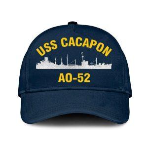 Us Navy Veteran Cap, Embroidered Cap, Uss Cacapon Ao-52 Classic Embroidered Cap, 3D Embroidered Hats, Mens Navy Cap