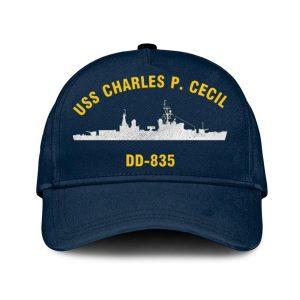 Us Navy Veteran Cap, Embroidered Cap, Uss Charles P Cecil Dd-835 Classic Embroidered Cap, 3D Embroidered Hats, Mens Navy Cap