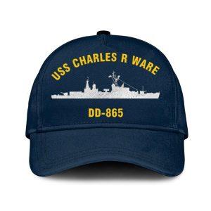 Us Navy Veteran Cap, Embroidered Cap, Uss Charles R Ware Dd-865 Classic Embroidered Cap, 3D Embroidered Hats, Mens Navy Cap