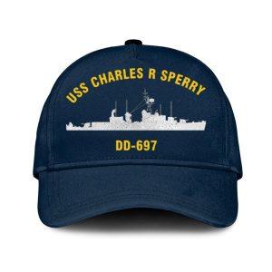 Us Navy Veteran Cap, Embroidered Cap, Uss Charles S Sperry Dd-697 Classic Embroidered Cap, 3D Embroidered Hats, Mens Navy Cap