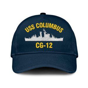 Us Navy Veteran Cap, Embroidered Cap, Uss Columbus Cg-12 Classic Embroidered Cap, 3D Embroidered Hats, Mens Navy Cap