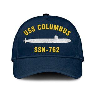 Us Navy Veteran Cap, Embroidered Cap, Uss Columbus Ssn 762 Classic Embroidered Cap, 3D Embroidered Hats, Mens Navy Cap