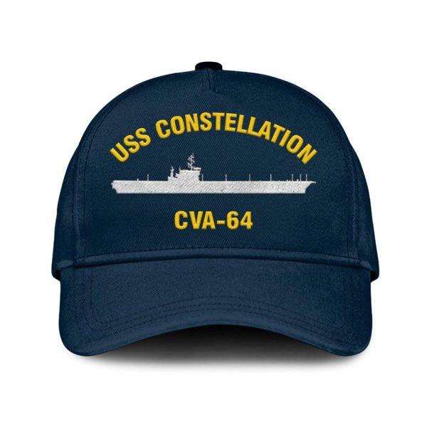 Us Navy Veteran Cap, Embroidered Cap, Uss Constellation Cva-64 Classic Embroidered Cap, 3D Embroidered Hats, Mens Navy Cap