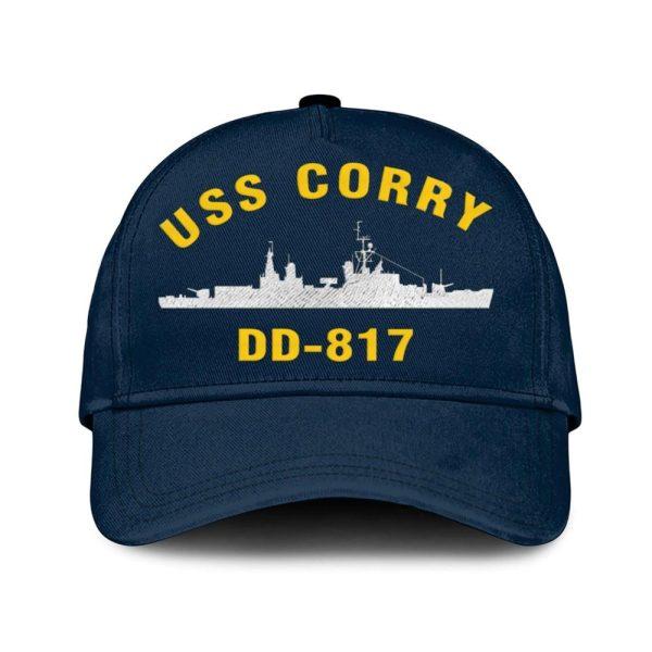 Us Navy Veteran Cap, Embroidered Cap, Uss Corry Dd-817 Classic Embroidered Cap, 3D Embroidered Hats, Mens Navy Cap