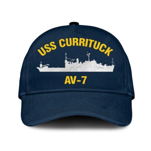 Us Navy Veteran Cap, Embroidered Cap, Uss Currituck Av-7 Classic Embroidered Cap, 3D Embroidered Hats, Mens Navy Cap