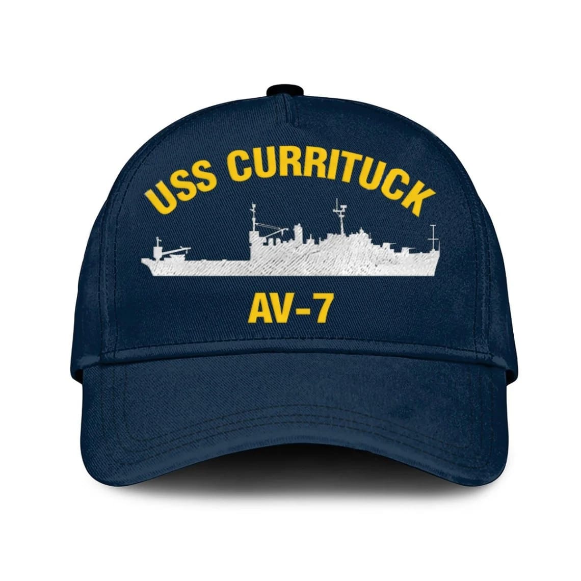 Us Navy Veteran Cap, Embroidered Cap, Uss Currituck Av-7 Classic Embroidered Cap, 3D Embroidered Hats, Mens Navy Cap