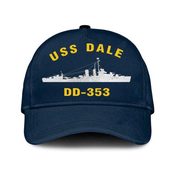 Us Navy Veteran Cap, Embroidered Cap, Uss Dale Dd-353 Classic Embroidered Cap, 3D Embroidered Hats, Mens Navy Cap