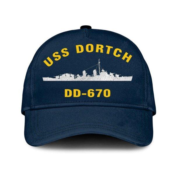 Us Navy Veteran Cap, Embroidered Cap, Uss Dortch Dd-670 Classic Embroidered Cap, 3D Embroidered Hats, Mens Navy Cap