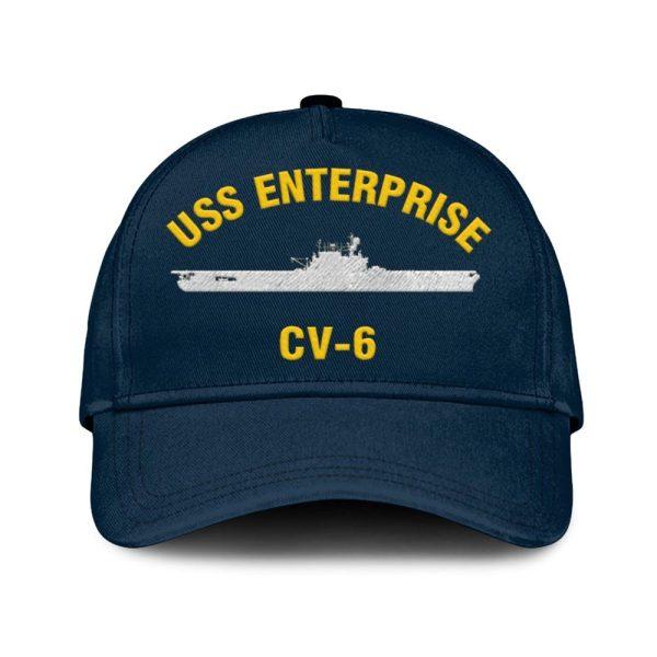 Us Navy Veteran Cap, Embroidered Cap, Uss Enterprise Cv-6 Classic Embroidered Cap, 3D Embroidered Hats, Mens Navy Cap