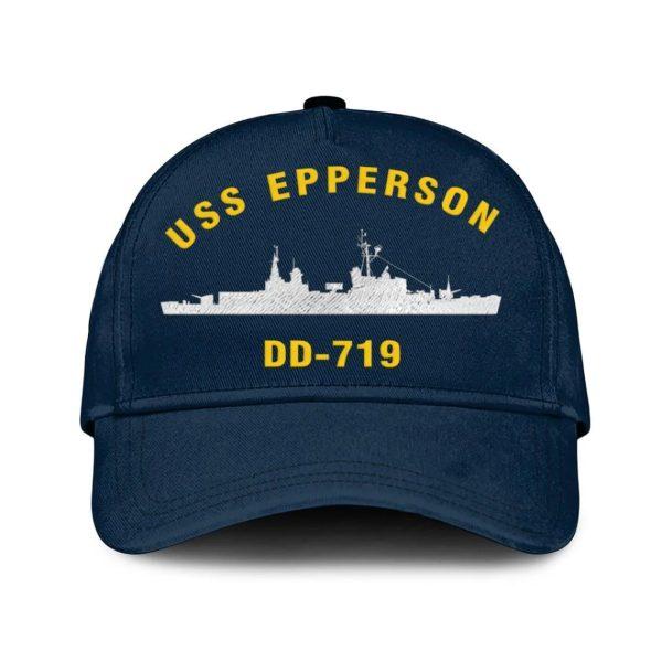 Us Navy Veteran Cap, Embroidered Cap, Uss Epperson Dd-719 Classic Embroidered Cap, 3D Embroidered Hats, Mens Navy Cap